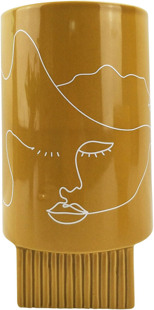 Nova Face Vase Mustard 22cm